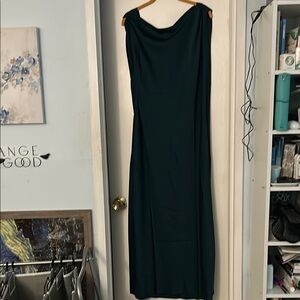 Banana Republic Factory Satin Twist Teal Maxi Dress XL NWT